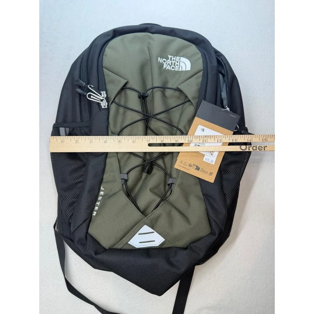 The North Face Jester Backpack Green Black Laptop Sleeve School Travel New NWT